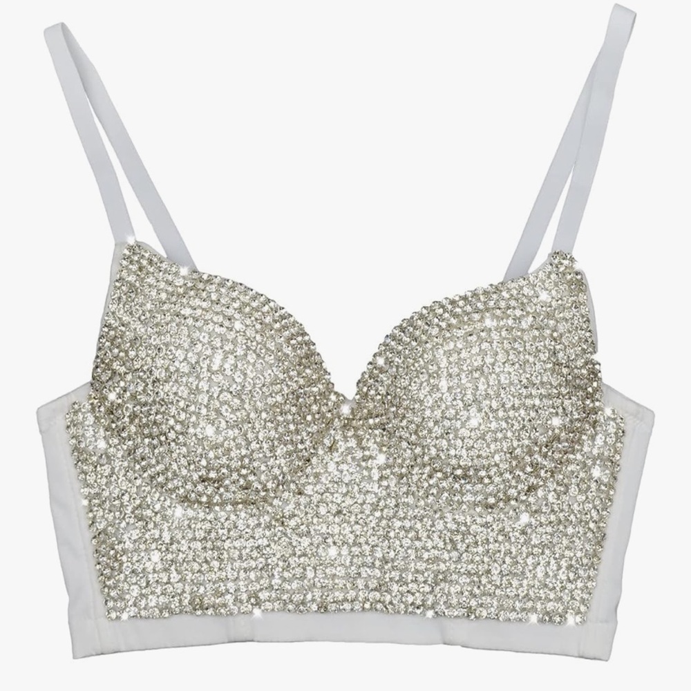 Amazon Sparkling Silver Embellished Bra